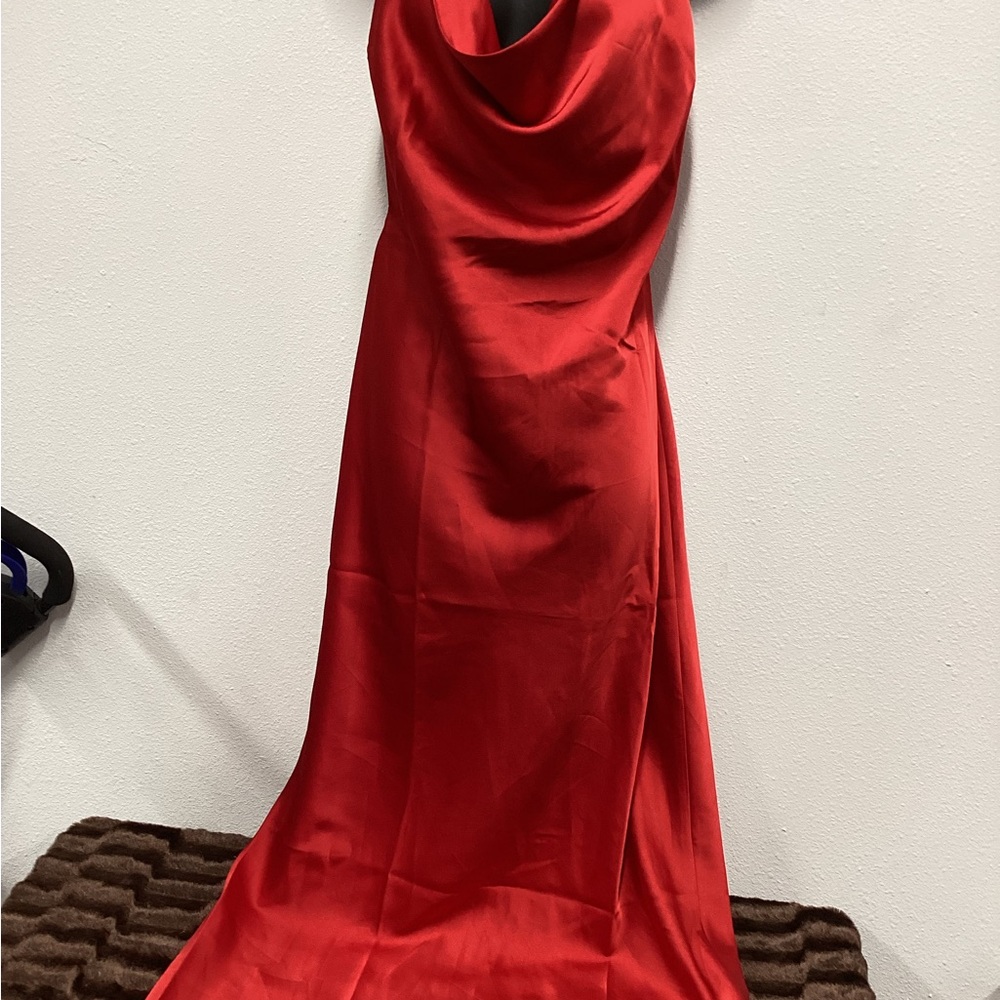 Satin red dress size uk 22 us 18 new